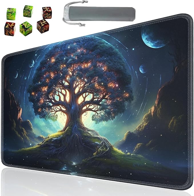Board Game for TCG Playmat Table Mats Games Size 60X35 cm Mousepad Compatible for MTG RPG CCG Trading Card Game Play mats with 6 Dice (Playmat 140)