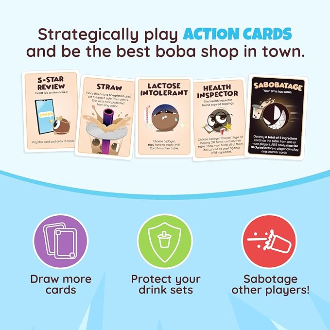 Sabobatage: The Boba Card Game | Easy Family-Friendly Party Game | Card Games for Adults, Teens & Kids | 2-5 Players (Base Game 3rd Edition)