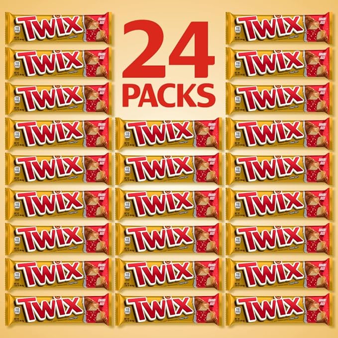 TWIX Caramel Chocolate Cookie Candy Bar Bulk Pack, Share Size, 3.02 oz Bar (Pack of 24)