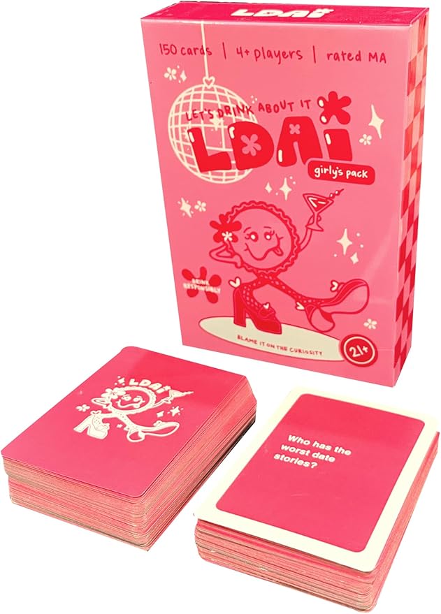 Let's Drink About It Game Girlys Pack: The Ultimate Dirty Drinking Game for Adults - The Party Game for Groups of Friends - Fun for Girls Night in or Out - Bachelorette Drinking Games