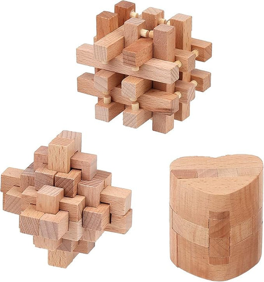Sharp Brain Zone Wooden Brain Teaser Puzzles for Adults & Kids (Heart Cube Puzzle)