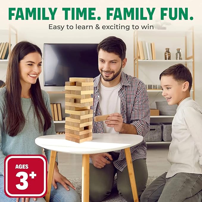 CoolToys Timber Tower Wood Block Stacking Game – Original Edition (48 Pieces) – 2 Pack
