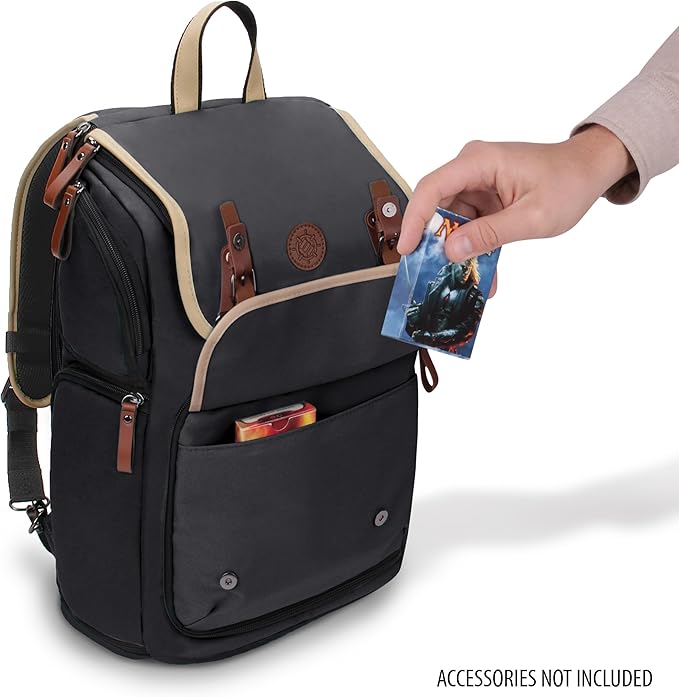 ENHANCE Designer Edition TCG Backpack - MTG Deck Bag Card Binder Space, TCG Deck Box Storage, MTG Playmat Holder - Card Storage Compatible with Magic the Gathering, Pokemon, Lorcana (Canvas Black)