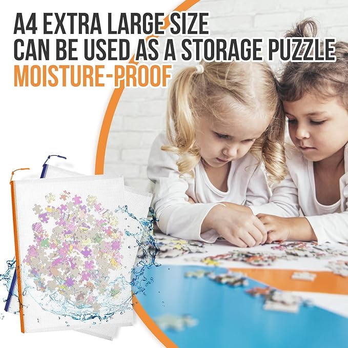 24pcs Mesh Zipper Pouch Bags Puzzle Storage Bags, A4 13x9 Inches Large Reusable Zipper Pouches for Classroom Organizing Board Game Home Organization