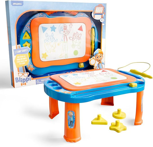 Lollipop Blippi Magnetic Writing Tablet for Kids – Ideal Baby & Toddler Toys – Magnetic Drawing Board with Stands, Pen, and Stamps – Blippi and Mika Inspired Learning Toys for Toddlers 3+