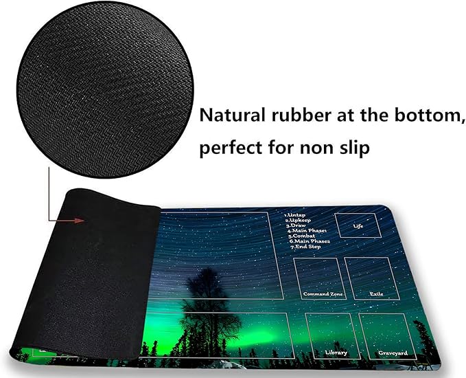 MTG Playmat, Game Play Mat for MTG TCG 24 x 14 inches Trading Card Inked Game Playmats with Storage Bag Smooth Rubber Surface Battle Game (Playmat 5)