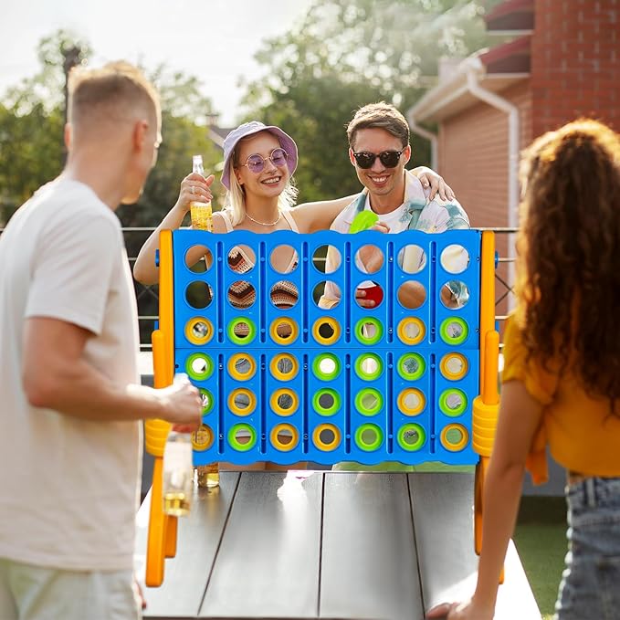 Ayeboovi Giant 4-in-A-Row, Jumbo 4-to-Score Yard Game for Kids and Adults Indoor Outdoor Party Family Connect Game Set with Quick Release Slider & Carrying Bag