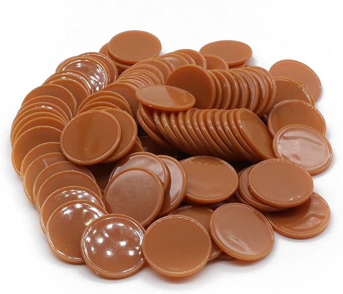 Set of 100 Opaque Plastic Learning Counters Mini Poker Chips Game Tokens with Storage Box (Chocolate, 1 Inch)