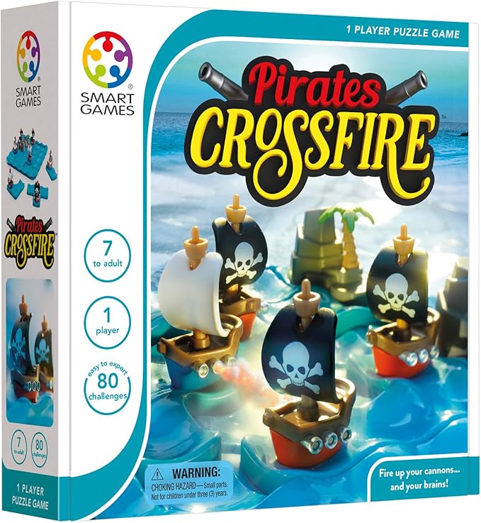 SmartGames Pirates Crossfire Board Game with 80 Challenges and 4 Playing Modes for Ages 7 - Adult