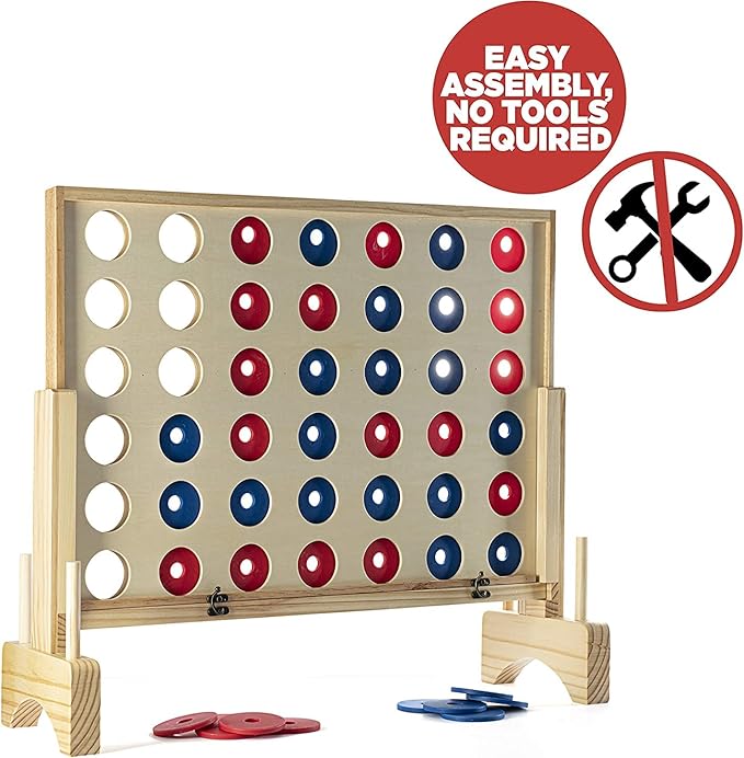 Prextex Giant 4 in A Row Connect Game with Travel Bag - Back Yard Games for Family and Friends - Includes Extra Large 42 Discs - Ideal for Team Building, Camping, Parties - Fun for All Ages, 24x27 in