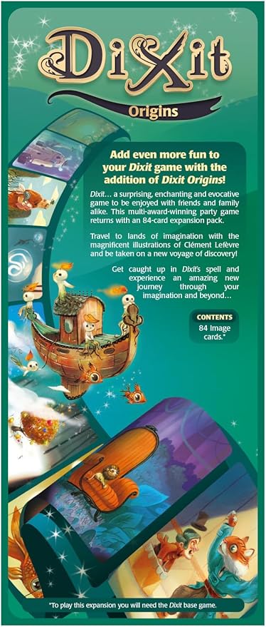 Dixit Origins Board Game EXPANSION - Unleash Imagination with 84 New Enigmatic Cards! Creative Storytelling Game, Family Game for Kids & Adults, Ages 8+, 3-6 Players, 30 Min Playtime, Made by Libellud