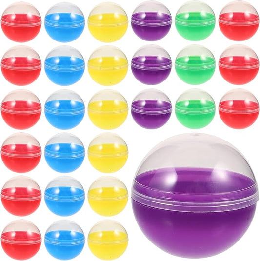 Yardwe 60Pcs Gumball Vending Machine Capsules, Empty Clear Colored Round Capsules Plastic Containers for Prizes Party Favors (1.8 Inch, Random Colors)