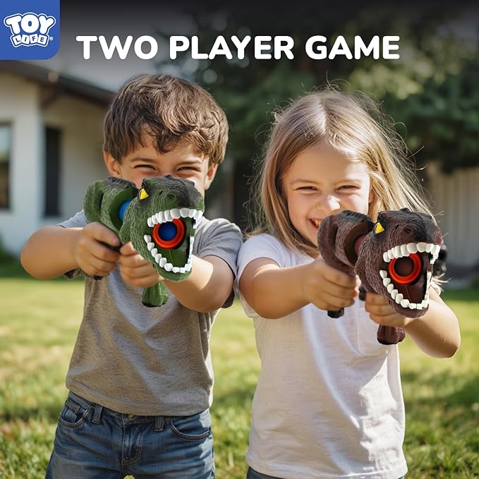 TOY Life Dinosaur Shooting Toys for Kids 5-7 with 2 Air Pump Guns, Target Shooting Games with 36 Foam Balls, Outdoor Activities Games for Kids Competition Game Gift for Boys