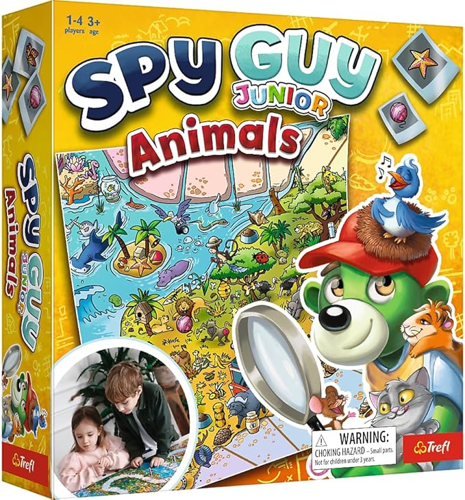 Trefl Spy Guy Animals Junior Cooperative Detective Game, Family Board Game, Meet The Animals, Huge Cartoon Board, for Adults and Children Aged 3 and Over