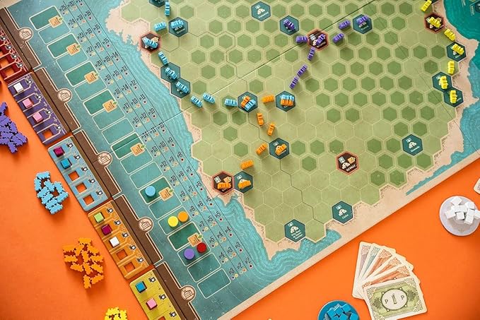 Iberian Gauge, Strategy Board Game, Game of Building Railroads Across Peninsula, 60 Minute Play Time, 3 to 5 Players, Ages 14 and Up