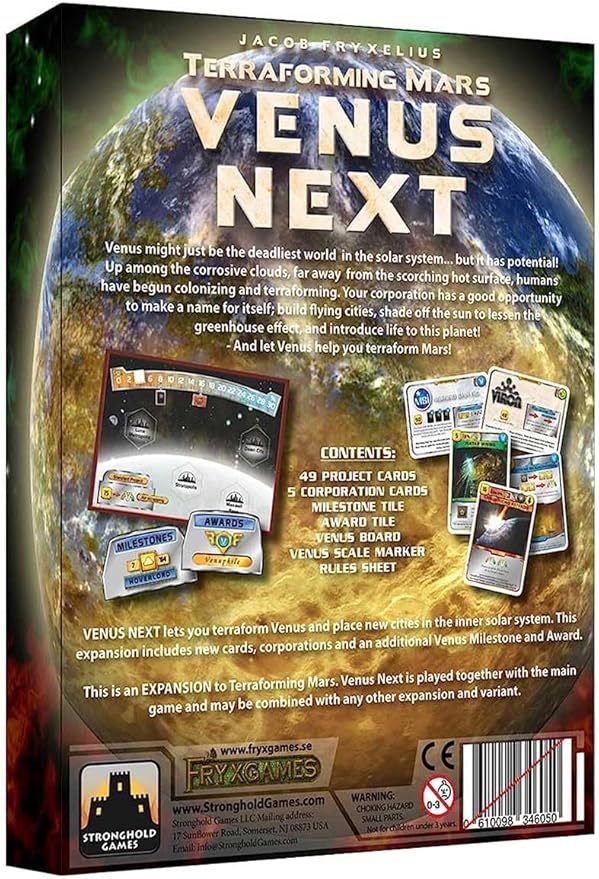 Terraforming Mars: Venus Next Expansion – Explore and Colonize Venus with New Cards, and Strategic Challenges Board Game – Ages 12+ – Stronghold Games