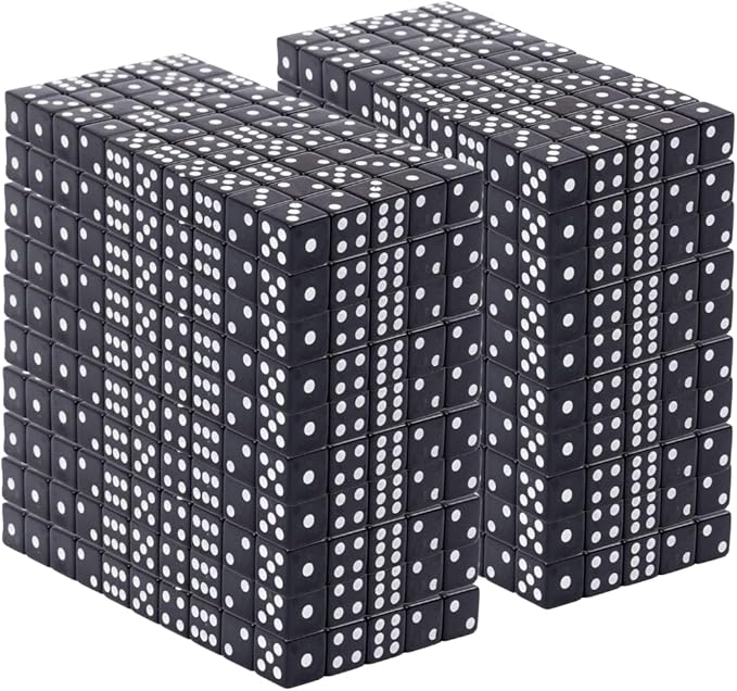 Regal Games Dice Set 6 Sided - Playing Black 16mm - Square Dice for Classroom or Family Game Night - 1000 Dice