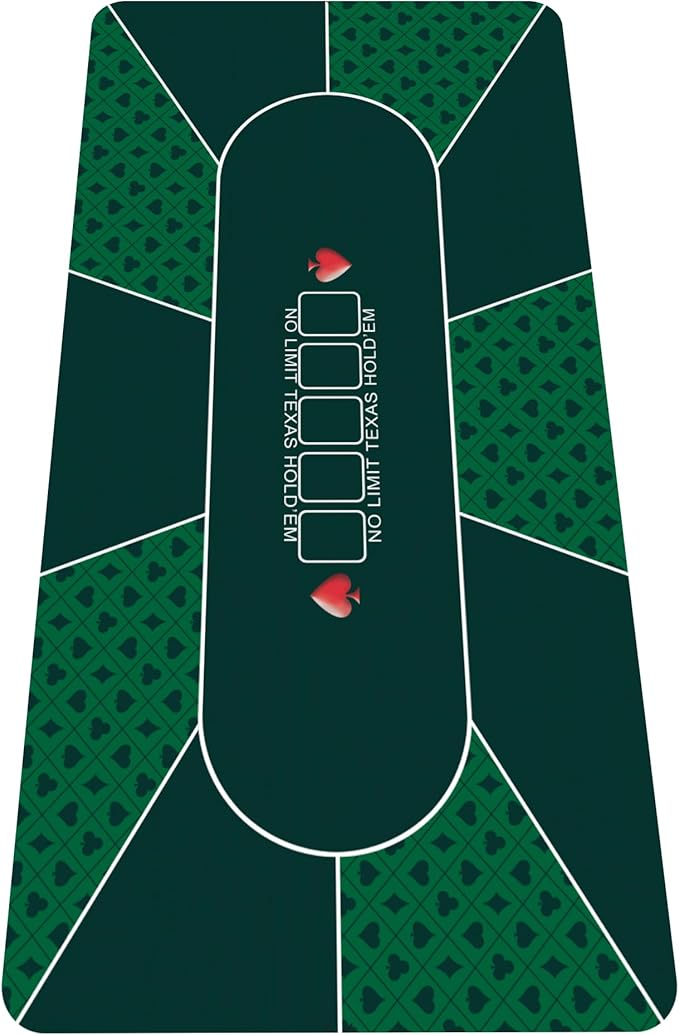 nuveti 79 x 39 Foldable Texas Poker Card Tabletop Layout Portable Anti-Slip Rubber Board Game Mat Smooth Premium Surface, Noise Reduction Poker Mat for Table