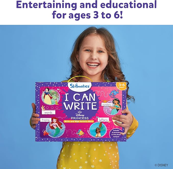 Skillmatics I Can Write Disney Princess - Reusable Preschool Learning Activities, Educational Toy and Game, Back to School Supplies, Gifts for Students, Kids, Toddlers Ages 3, 4, 5, 6