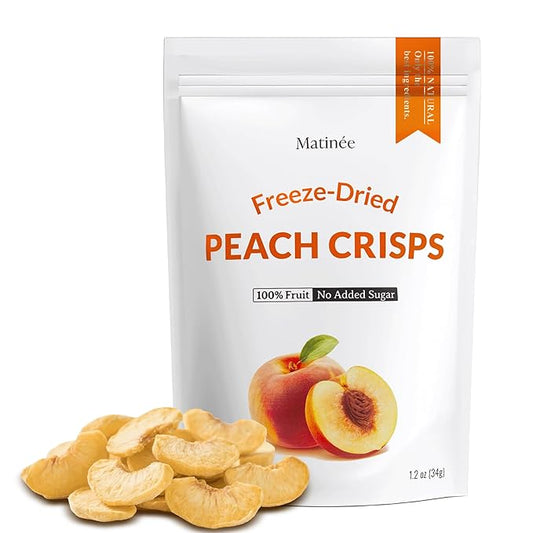 MATINÉE Freeze Dried Peaches, Dehydrated Fruit, Dried Fruit Snack for Baking, Yogurt & Kids Treats-Vegan, Non-GMO, Preservative Free, 1.2oz, 34g (Pack of 4 Bag)