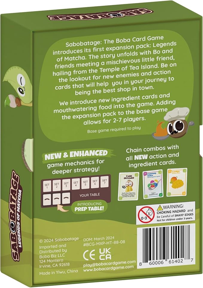 Sabobatage Expansion Pack: Legends of Matcha - Easy Family-Friendly Party Game | Card Games for Adults, Teens & Kids | 2-7 Players