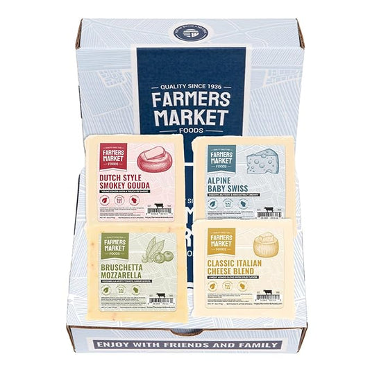 Farmers' Market Cheese Block Assortment 6oz 4-Pack, Shelf Stable, Pasteurized, Locally Sourced Wisconsin Cheese (Assortment, 4 Count)