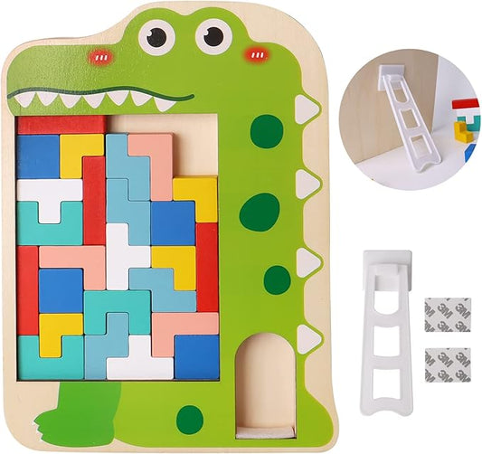 Multifunctional Building Blocks Matching Game Colorful Cute Mushroom Crocodile Patterns Tabletop Activities 3D Piecing Bricks Brain Teaser Smart Inspiration Game STEM Early Educational Toy for Kids