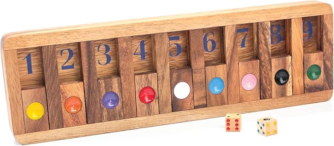 BSIRI Shut The Box Board Games with Math Kids Player Wooden Box of Brain Teaser Puzzles for Family Educational and Get Fun on Game to Teach Kids to Count on Math