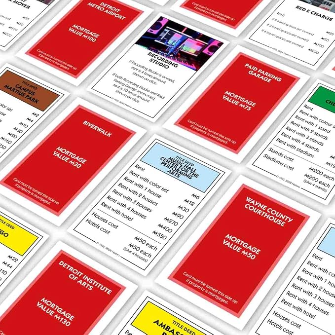 Monopoly Board Game Detroit MI Edition : 2-6 Players Family Board Games for Kids and Adults, Board Games for Kids 8 and up, for Kids and Adults, Ideal for Game Night