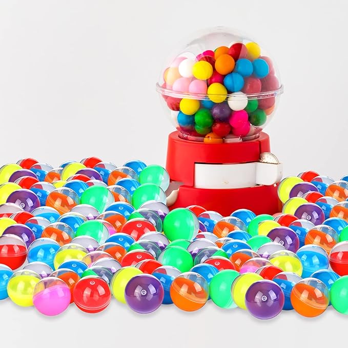 Sosation 150 Pcs 1.77 Inch Gumball Vending Machine Capsules Empty Round Capsules Plastic Containers Toy Supplies for Prizes Party Favors