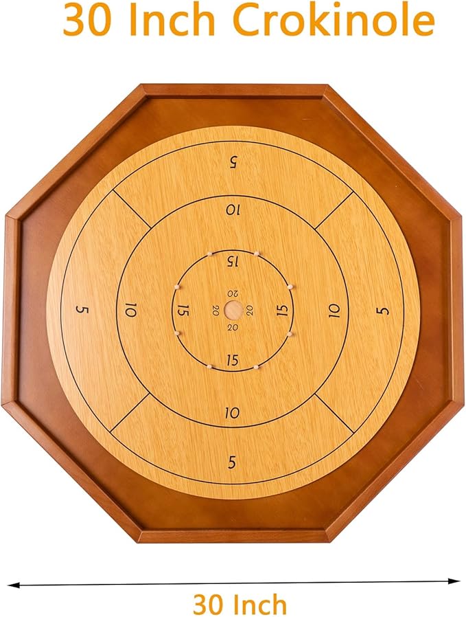 Tournament Crokinole & Checkers, 30" Official Crokinole Board Game | 26" Playing Surface, 24 Black & White Discs, Canadian Heritage Tabletop Games, Dexterity Krokinole Games Families and Friends
