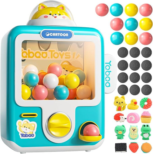 Skirfy Vending Machine Kids Toys Mini Vending Machine 12 Erasers Operated Gumball Prize Machine Maker Game Claws Machine Game Sensory Toys Dolls Gifts（Blue）