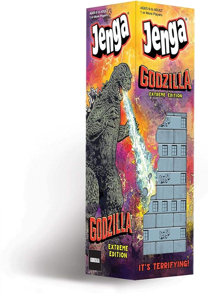 Jenga: Godzilla Extreme Edition | Based on Classic Monster Movie Franchise Godzilla | Collectible Jenga Game | Unique Gameplay Featuring Movable Godzilla Piece