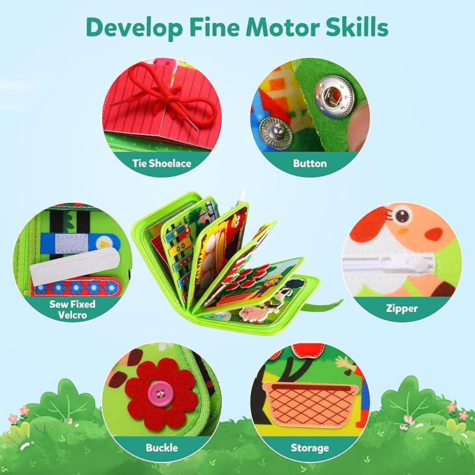 Busy Book for Toddlers 1-3 - Montessori Toys Busy Board for 1 Year Old Boy Girl Toys Educational Quiet Activity Books Learning Board Toddler Airplane Travel Toy Birthday Gift - Farm Animals