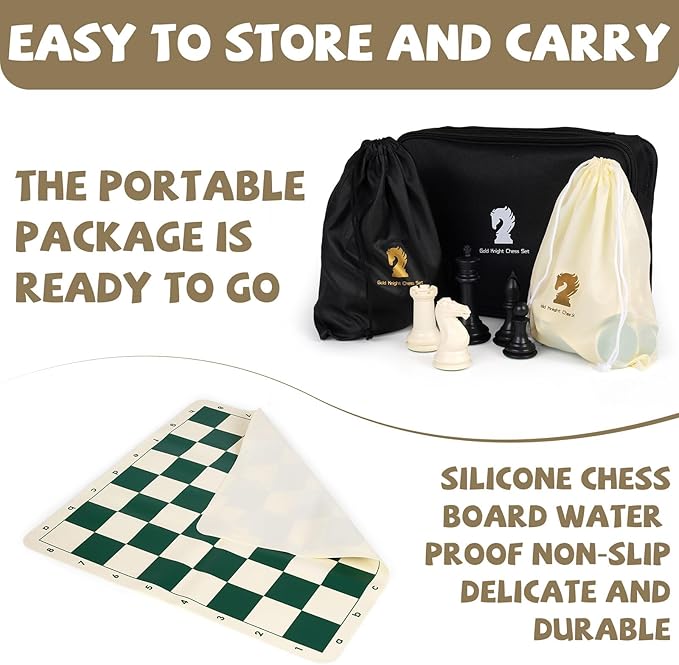 20" Tournament Chess Set - New Modern Style Pieces - Chess Board Set with XL 4X Quadruple Weighted Pieces - Travel Chess Sets for Adults Unique - Kids Chess Set for Kids - Chess Geeks