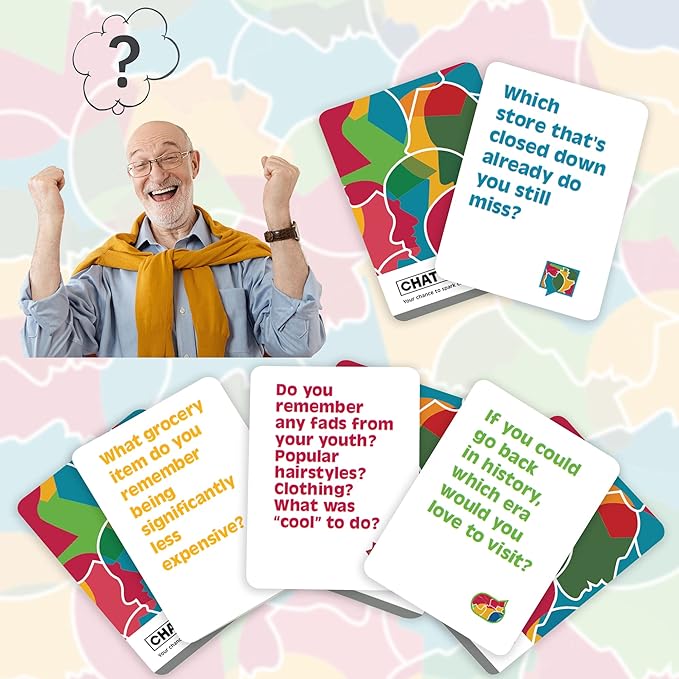 ChatterChance Generations: Conversation Card Games - Family Fun Game Night for Kids and Adults w/Grandma & Grandpa - 80 Thought Provoking Questions, Deck of Question Cards Gift for Grandparents