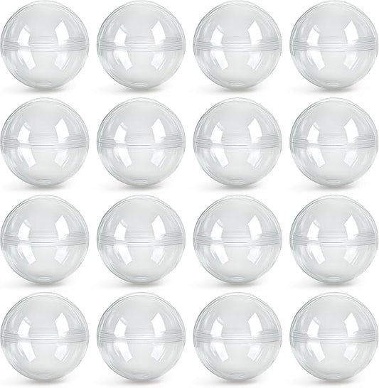 Entervending Empty Clear-Colored Round Capsules 2 inch 25 pcs Bulk 7 Colors Capsule for Toy Gumball Machines Plastic Containers Surprise for Kids Party