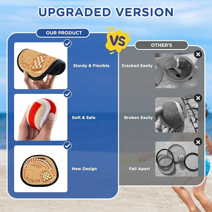 Aywewii Soft Toss and Catch Ball Set Toddler Toys Outdoor Games for 3 4 5+ Year Old Kids Boys Girls Outside Beach Pool Yard Baseball Training Glove Toys Games Easter Basket Stuffers Birthday Gifts