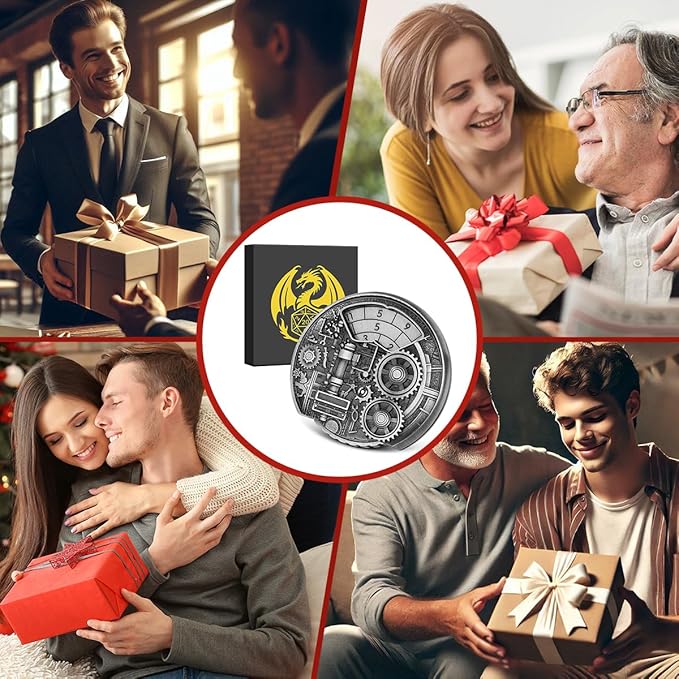 Spinner DND Dice Set, 7-in-1 Fingertip Gyro Metallic DND Dice, DND Starter Set, Dungeon Gears Dice Spinner for DND Dice Set, D&D Gifts with Gift Box, Role Playing Game Board Game Accessories, Silver