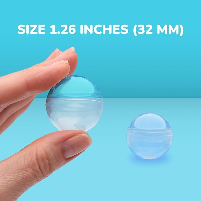 Capsule Vending Machine Round 250 pcs 1.26 inch - Gumball Machine Capsules Bulk Clear Container - Easter Basket Stuffers Birthday Gifts Pinata Stuffers DIY Craft Supplies - Clear Capsules Empty