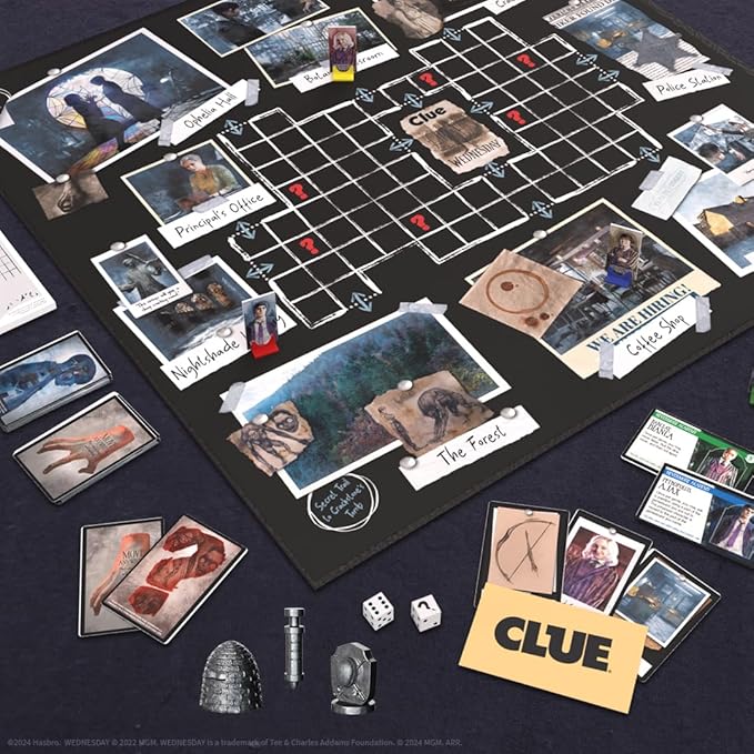 CLUE: Wednesday | Classic Board Game Inspired by The Netflix Original Series | Solve The Mystery at Nevermore Academy with Friends and Family | Officially Licensed Merchandise | 2-6 Players | Ages 8+