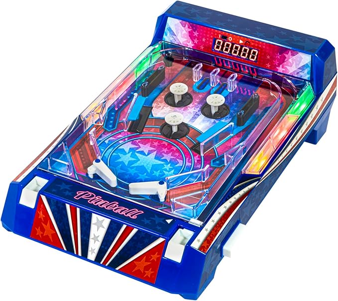 Retro Arcade Electronic: Pinball - Tabletop Game, Vibrating Bumpers, LED Lights, Sound Effects, 1 Player, Ages 6+
