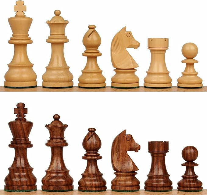 Hastha Kalalu | Tournament Series Staunton Style Chess Pieces Only Chess Set, German Knight Luxury Wooden Chess Set, Hand Carved Weighted Chess Pieces (Rosewood: Boxwood, 3 Inches)