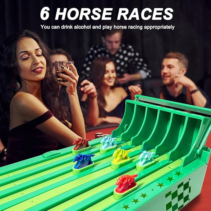 Derby Horse Racing Game Electric, Derby Dash Horse Race Game Electronic, 6-Horse Racing Table Games, Family and Adult Race Board Game Great for Parties