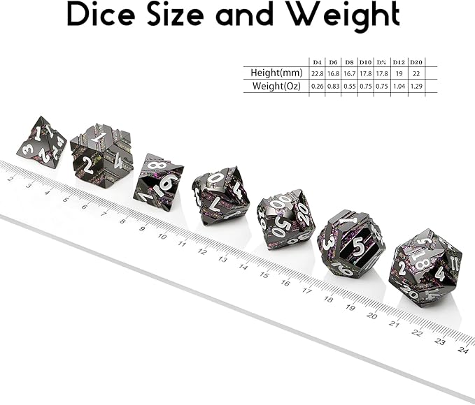 Stripe Metal DND Dice,DNDND Metallic Stripes Dice with Gift Metal Box for Dungeons and Dragons D&D (Purple Stripes)