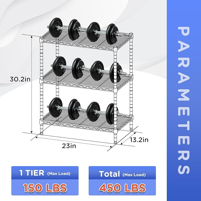 FDW 3-Shelf Adjustable,Storage Shelves Wire Shelving Shelving Unit Metal Shelves Storage Shelf,13" D x 23" W x 30" H,Black