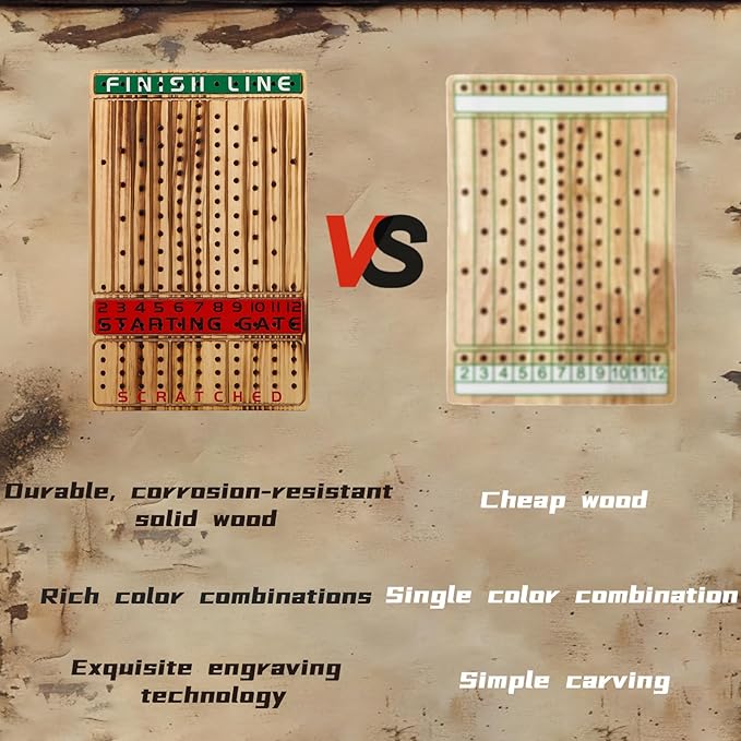 HOROW Horse Racing Board Game Solid Wood Horse Race Card and Dice Board Game Luxury Edition Set with 11 Metal Horses,100 Poker Chips,2 Dices and 2 Boxes of Cards, 15 Inch Light Flame