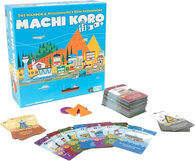 Pandasaurus Games Machi Koro THE EXPANSIONS - Harbor and Millionaire's Row Expansion Sets,Fast-Paced Dice Rolling Board Game for Kids and Adults,Ages 8+,2-5 Players,30-45 Min Playtime