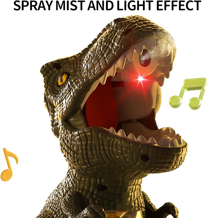 Babyhome Movable Dinosaur Shooting Toys for Kids 3 4 5 6 7+ Years, Tyrannosaurus Shooting Game with Water Mist Spray and Pterosaur Air Pump Foam Shooting Toys (Navy)