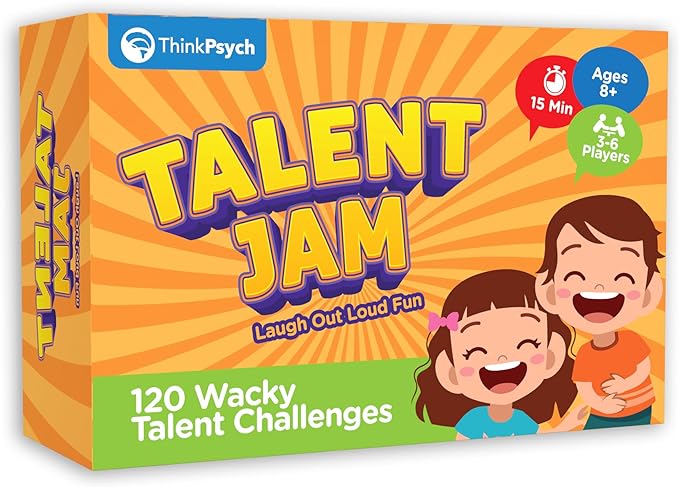 ThinkPsych Talent Jam - Hilarious Talent Show & Charades Game - Fun Family Games for Kids and Adults - Family Game Night for Teens